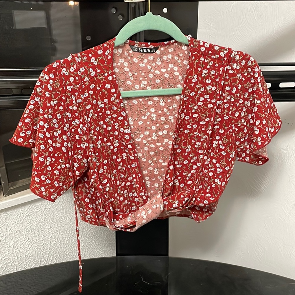 Burnt orange floral tie top